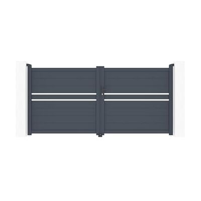 Casanoov Portail battant 3m CIMONE H.140 aluminium gris - Publicité Casanoov Portail battant 3m CIMONE H.140 aluminium gris - Publicité