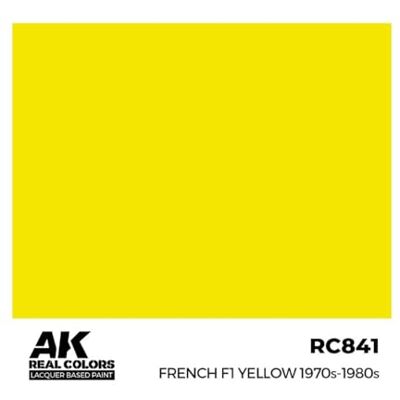 AK Interactive AK REAL COLORS RC841 French F1 Yellow 1970s-1980s (17ml) - Publicité AK Interactive AK REAL COLORS RC841 French F1 Yellow 1970s-1980s (17ml) - Publicité