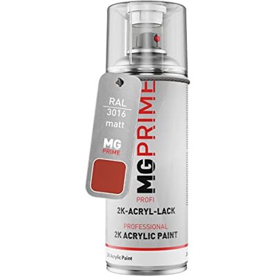 PRiME RAL 3016 Rouge corail/Coral red mat acrylique bombe aérosol 2C 400ml séchage rapide - Publicité PRiME RAL 3016 Rouge corail/Coral red mat acrylique bombe aérosol 2C 400ml séchage rapide - Publicité