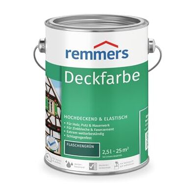Remmers Peinture de finition vert bouteille, 2,5 l, pour l'intérieur et l'extérieur, protection contre les intempéries, de nombreuses surfaces, très couvrante, résistante aux intempéries - Publicité Remmers Peinture de finition vert bouteille, 2,5 l, pour l'intérieur et l'extérieur, protection contre les intempéries, de nombreuses surfaces, très couvrante, résistante aux intempéries - Publicité