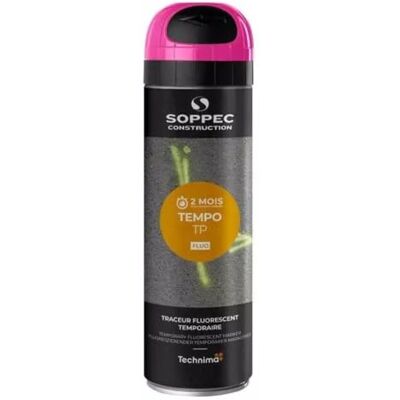 Soppec Traceur de chantier fluorescent courte durée TEMPO TP 500 ml de couleur Rose Cerise 141625 - Publicité Soppec Traceur de chantier fluorescent courte durée TEMPO TP 500 ml de couleur Rose Cerise 141625 - Publicité