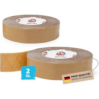 Alfa 226 Ruban adhésif spécial double-face StrongTac, 30 mm x 50 m, 2 pièces, pour montage de plinthes en tissu ou moquette, extrêmement fixant - Publicité Alfa 226 Ruban adhésif spécial double-face StrongTac, 30 mm x 50 m, 2 pièces, pour montage de plinthes en tissu ou moquette, extrêmement fixant - Publicité