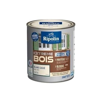 RIPOLIN Peinture pour Bois Intérieur/Extérieur Blanc Casse Ral 1013 0,5 L Peinture pour Boiseries Interieures et Exterieures, Haute Protection, Intérieur/Extérieur, Satin - Publicité RIPOLIN Peinture pour Bois Intérieur/Extérieur Blanc Casse Ral 1013 0,5 L Peinture pour Boiseries Interieures et Exterieures, Haute Protection, Intérieur/Extérieur, Satin - Publicité