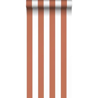 Sanders & Sanders papier peint rayé terracotta et blanc 0.53 x 10.05 m - Publicité Sanders & Sanders papier peint rayé terracotta et blanc 0.53 x 10.05 m - Publicité