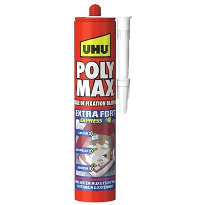 UHU Poly Max Mastic-Colle Extra-Fort Séchage Rapide Pour Coller, Assembler, Jointer Tous Matériaux & Surfaces Intérieur/Extérieur Sans Solvants Blanc Cartouche 425 g - Publicité UHU Poly Max Mastic-Colle Extra-Fort Séchage Rapide Pour Coller, Assembler, Jointer Tous Matériaux & Surfaces Intérieur/Extérieur Sans Solvants Blanc Cartouche 425 g - Publicité