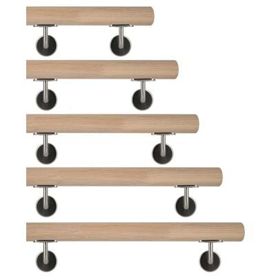 TIBU Main courante en bois de chêne, rainurée et non traitée, pour barrière de 0,3 m à 6 m, longueur 30 cm et 2 supports en acier inoxydable - Publicité TIBU Main courante en bois de chêne, rainurée et non traitée, pour barrière de 0,3 m à 6 m, longueur 30 cm et 2 supports en acier inoxydable - Publicité