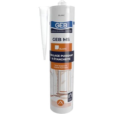 GEB MS Polymère multi-usage pour collage, étanchéité, jointoiement rebouchage de fissure. 280ml Blanc - Publicité GEB MS Polymère multi-usage pour collage, étanchéité, jointoiement rebouchage de fissure. 280ml Blanc - Publicité