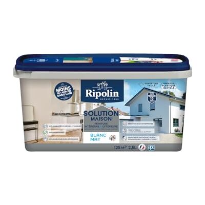 Peinture Blanche Ripolin Intérieur/Extérieur Anti-Moisissures - 2,5L - Publicité Peinture Blanche Ripolin Intérieur/Extérieur Anti-Moisissures - 2,5L - Publicité