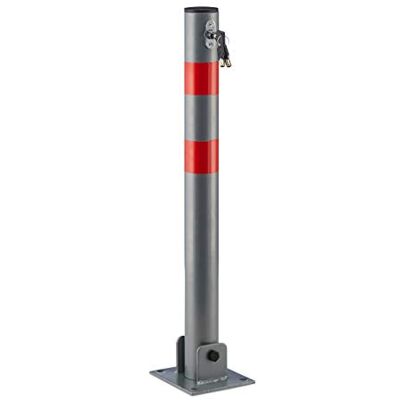 Relaxdays 2X Poteaux de Parking, barrière de Parking Rabattable Voiture 65 cm de Hauteur en Acier, Gris & Rayures Rouge Rond - Publicité Relaxdays 2X Poteaux de Parking, barrière de Parking Rabattable Voiture 65 cm de Hauteur en Acier, Gris & Rayures Rouge Rond - Publicité