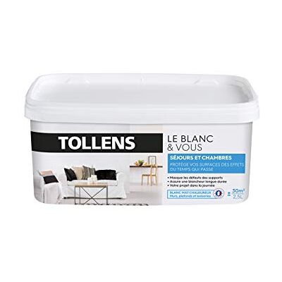 Peinture Blanche Mat Tollens - Murs & Plafonds - 2,5L - 30m2 - Publicité Peinture Blanche Mat Tollens - Murs & Plafonds - 2,5L - 30m2 - Publicité
