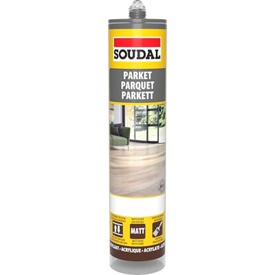Soudal Mastic pour parquet, 290 ml, gris foncé, mastic élastique pour joints de parquet et stratifié, peut être peint, sans silicone, pour joints de raccordement et plinthes en intérieur - Publicité Soudal Mastic pour parquet, 290 ml, gris foncé, mastic élastique pour joints de parquet et stratifié, peut être peint, sans silicone, pour joints de raccordement et plinthes en intérieur - Publicité