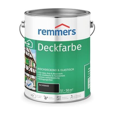 Remmers Peinture Finition Noir, 5 litres, Peinture aqueuse pour intérieur et extérieur, protection contre les intempéries pour le bois, le zinc, et nombreux autres supports. Publicité Remmers Peinture Finition Noir, 5 litres, Peinture aqueuse pour intérieur et extérieur, protection contre les intempéries pour le bois, le zinc, et nombreux autres supports. Publicité