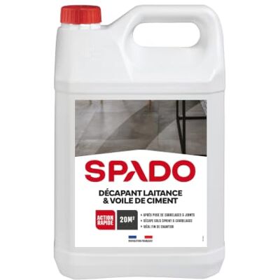 SPADO Décapant laitance et voile de ciment Décape et détache Nettoie et dégraisse Elimine ciment, calcaire, rouille et plâtre Action rapide 5 L Fabriqué en France - Publicité SPADO Décapant laitance et voile de ciment Décape et détache Nettoie et dégraisse Elimine ciment, calcaire, rouille et plâtre Action rapide 5 L Fabriqué en France - Publicité