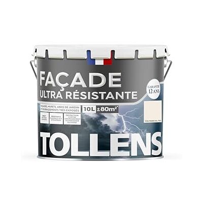 Tollens Peinture Façade Acrylique Ultra Résistante, Pour Murs Extérieurs, Murets, Abris de Jardin, Mat, Ton Pierre, 10L = 70 m2 - Publicité Tollens Peinture Façade Acrylique Ultra Résistante, Pour Murs Extérieurs, Murets, Abris de Jardin, Mat, Ton Pierre, 10L = 70 m2 - Publicité
