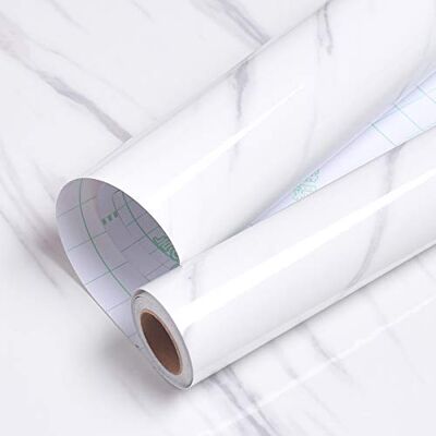 Livelynine Papier Adhésif pour Meuble Marbre Blanc avec Veine Gris Clair Revêtement Plan de Travail Adhésif pour Cuisine Salon Rouleau Adhésif Décoratif Amovible Lavable Imperméable de 40CM*2M - Publicité Livelynine Papier Adhésif pour Meuble Marbre Blanc avec Veine Gris Clair Revêtement Plan de Travail Adhésif pour Cuisine Salon Rouleau Adhésif Décoratif Amovible Lavable Imperméable de 40CM*2M - Publicité