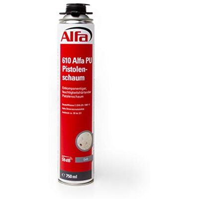 Alfa 610 Mousse expansive polyuréthane (PU) mono-composant pour pistolet, 1 pièce, 750 ml, durcit au contact de l'humidité - Publicité Alfa 610 Mousse expansive polyuréthane (PU) mono-composant pour pistolet, 1 pièce, 750 ml, durcit au contact de l'humidité - Publicité