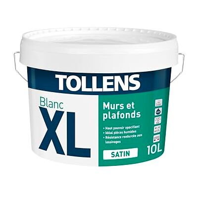 Tollens Peinture Professionnelle Blanche Satin Spécial Pièces Humides XL Satin Pour Murs, Plafonds 10L = 120m2 - Publicité Tollens Peinture Professionnelle Blanche Satin Spécial Pièces Humides XL Satin Pour Murs, Plafonds 10L = 120m2 - Publicité