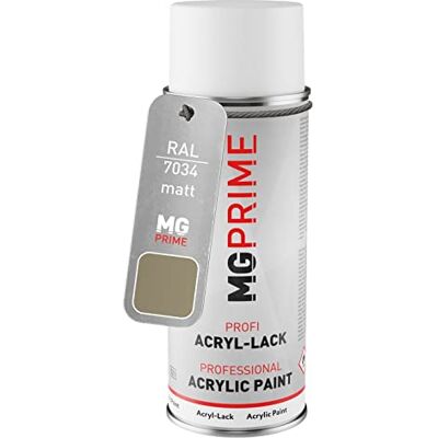 PRiME RAL 7034 Gris jaune/Yellow grey mat, bombe de peinture acrylique bombe aérosol 400 ml, à séchage rapide - Publicité PRiME RAL 7034 Gris jaune/Yellow grey mat, bombe de peinture acrylique bombe aérosol 400 ml, à séchage rapide - Publicité