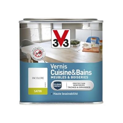 V33 Vernis Satin Incolore Cuisine & Bain - Vernis - Publicité V33 Vernis Satin Incolore Cuisine & Bain - Vernis - Publicité
