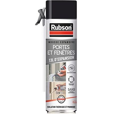 Rubson Mousse Expansive Isole Portes et Fenêtres, Mousse pour isolation acoustique et thermique des cadres de portes et de fenêtres, Mousse tous sens blanche 500 ml, Blanc - Publicité Rubson Mousse Expansive Isole Portes et Fenêtres, Mousse pour isolation acoustique et thermique des cadres de portes et de fenêtres, Mousse tous sens blanche 500 ml, Blanc - Publicité