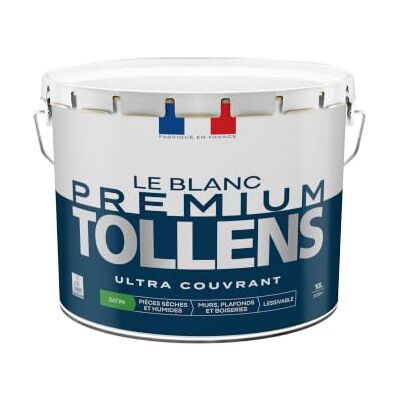Tollens Peinture Blanche Murs, Plafonds & Boiseries Blanc Premium Pièces Sèches et Humide Ultra couvrante Lessivable Rapide Ecolabel Satin BLANC 10L = 120m² - Publicité Tollens Peinture Blanche Murs, Plafonds & Boiseries Blanc Premium Pièces Sèches et Humide Ultra couvrante Lessivable Rapide Ecolabel Satin BLANC 10L = 120m² - Publicité