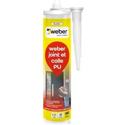 Weber Mastic colle poyuréthane PU, blanc, 300ml, PU40, - Publicité Weber Mastic colle poyuréthane PU, blanc, 300ml, PU40, - Publicité