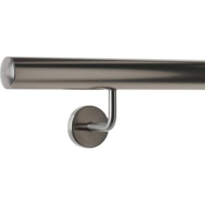 TIBU Main courante en aluminium aspect acier inoxydable 30-600 cm main courante murale escalier support coudé en acier inoxydable longueur 160 cm avec 2 supports et capuchon légèrement bombé - Publicité TIBU Main courante en aluminium aspect acier inoxydable 30-600 cm main courante murale escalier support coudé en acier inoxydable longueur 160 cm avec 2 supports et capuchon légèrement bombé - Publicité
