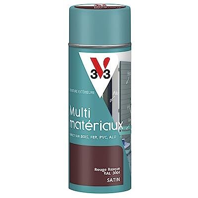 V33 Aérosol Bombe Peinture Extérieure Multi-matériaux Peinture Antirouille Mobiliers, Fenêtres, Portails, Grilles Séchage Rapide et Tendu Bon Teinte Rouge Basque Satin RAL 3004-400 ml - Publicité V33 Aérosol Bombe Peinture Extérieure Multi-matériaux Peinture Antirouille Mobiliers, Fenêtres, Portails, Grilles Séchage Rapide et Tendu Bon Teinte Rouge Basque Satin RAL 3004-400 ml - Publicité