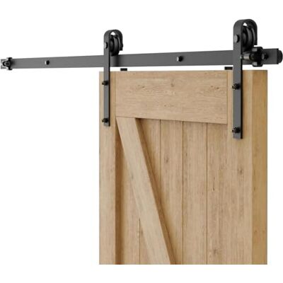 CCJH 182cm/6FT Quincaillerie Kit de Rail Roulettes pour Porte Coulissante Hardware pour une Porte Suspendue en Bois Sliding Barn Door Hardware - Publicité CCJH 182cm/6FT Quincaillerie Kit de Rail Roulettes pour Porte Coulissante Hardware pour une Porte Suspendue en Bois Sliding Barn Door Hardware - Publicité