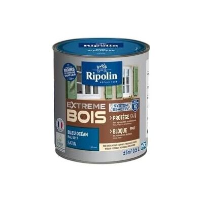 Peinture Bois Satin RIPOLIN - Protection 10 ans - Bleu Océan - Publicité Peinture Bois Satin RIPOLIN - Protection 10 ans - Bleu Océan - Publicité