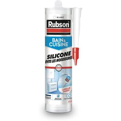 Rubson Bain & Cuisine, Mastic Silicone, Joint salle de bain, Cartouche 280ml, Blanc - Publicité Rubson Bain & Cuisine, Mastic Silicone, Joint salle de bain, Cartouche 280ml, Blanc - Publicité