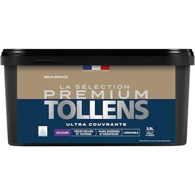 Tollens Peinture Couleur Murs, Boiseries & Radiateurs La Sélection Premium Pièces sèches et humides Ultra couvrante Ultra résistante Ecolabel Velours BRUN BRONZE 2L5 = 30m² - Publicité Tollens Peinture Couleur Murs, Boiseries & Radiateurs La Sélection Premium Pièces sèches et humides Ultra couvrante Ultra résistante Ecolabel Velours BRUN BRONZE 2L5 = 30m² - Publicité