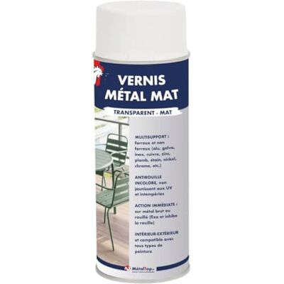Metaltop Vernis Metal Mat 0.4 L Bombe 400 mL - Publicité Metaltop Vernis Metal Mat 0.4 L Bombe 400 mL - Publicité