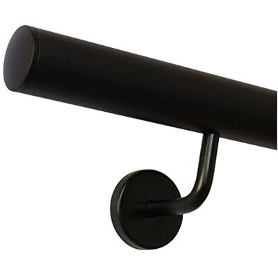 TIBU Main courante noire revêtue par pulvérisation en acier inoxydable V2A à l'intérieur et à l'extérieur, résistante aux intempéries, 50 cm, avec 2 supports, capuchon légèrement bombé - Publicité TIBU Main courante noire revêtue par pulvérisation en acier inoxydable V2A à l'intérieur et à l'extérieur, résistante aux intempéries, 50 cm, avec 2 supports, capuchon légèrement bombé - Publicité