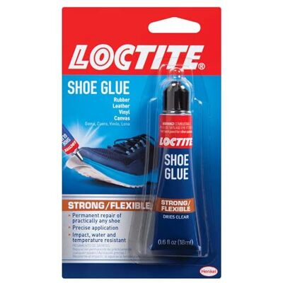 Loctite Colle à chaussures, colle pour tissu solide et flexible, résistante à l'eau, aux chocs et aux vibrations, sèche clairement, flacon de 17,7 ml, 1 paquet - Publicité Loctite Colle à chaussures, colle pour tissu solide et flexible, résistante à l'eau, aux chocs et aux vibrations, sèche clairement, flacon de 17,7 ml, 1 paquet - Publicité