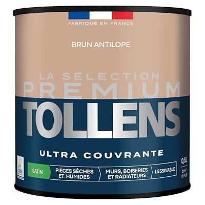 Tollens Peinture Couleur Murs, Boiseries & Radiateurs La Sélection Premium Pièces sèches et humides Ultra couvrante & résistante Ultra rapide Ecolabel Satin BRUN ANTILOPE 0L5 = 6m² - Publicité Tollens Peinture Couleur Murs, Boiseries & Radiateurs La Sélection Premium Pièces sèches et humides Ultra couvrante & résistante Ultra rapide Ecolabel Satin BRUN ANTILOPE 0L5 = 6m² - Publicité