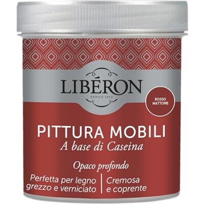 Libéron Peinture Meubles à base de Caséine Rouge Brique 0.5 L - Publicité Libéron Peinture Meubles à base de Caséine Rouge Brique 0.5 L - Publicité