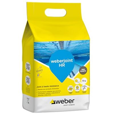 Weber joint HR, 5kg, Gris ciment, Mortier pour la réalisation de joints de carrelage haute résistance adapté aux piscines - Publicité Weber joint HR, 5kg, Gris ciment, Mortier pour la réalisation de joints de carrelage haute résistance adapté aux piscines - Publicité
