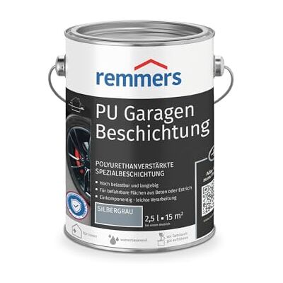 Remmers Revêtement PU sol de garage gris argent, 2,5 litres, Peinture pour sol et béton, Résistant à l'abrasion et aux plastifiants - Publicité Remmers Revêtement PU sol de garage gris argent, 2,5 litres, Peinture pour sol et béton, Résistant à l'abrasion et aux plastifiants - Publicité