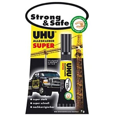 UHU Colle Strong and safe tube 7 g - Publicité UHU Colle Strong and safe tube 7 g - Publicité
