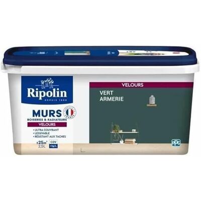 RIPOLIN Vert Armerie Peinture Velours Mur & Radiateurs - Intérieur - Publicité RIPOLIN Vert Armerie Peinture Velours Mur & Radiateurs - Intérieur - Publicité