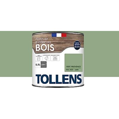 Tollens Peinture extérieure bois 2 en 1 Ultra Résistante Finition Satin Laque Riche en Résine Pour Toute Boiserie Extérieure Sans Sous-Couche Vert Provence 0,5L = 8m2 - Publicité Tollens Peinture extérieure bois 2 en 1 Ultra Résistante Finition Satin Laque Riche en Résine Pour Toute Boiserie Extérieure Sans Sous-Couche Vert Provence 0,5L = 8m2 - Publicité