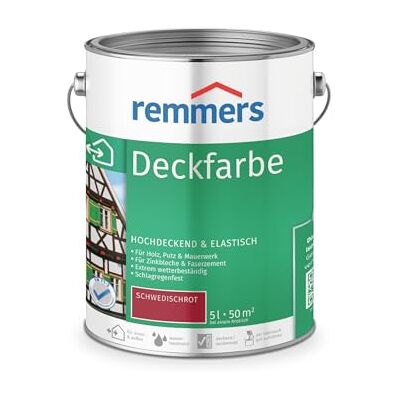 Remmers Peinture Finition Rouge suédois, 5 litres, Peinture aqueuse pour intérieur et extérieur, protection contre les intempéries pour le bois, le zinc, et nombreux autres supports. Publicité Remmers Peinture Finition Rouge suédois, 5 litres, Peinture aqueuse pour intérieur et extérieur, protection contre les intempéries pour le bois, le zinc, et nombreux autres supports. Publicité