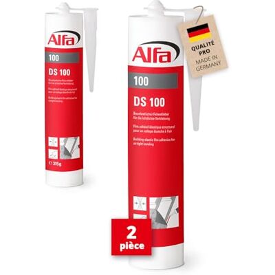 Alfa 100 DS Colle d'étanchéité, 2 pièces, 315g, pour pare-vapeur intérieur/extérieur, colle hermétiquement tous les chevauchements de film et écrans - Publicité Alfa 100 DS Colle d'étanchéité, 2 pièces, 315g, pour pare-vapeur intérieur/extérieur, colle hermétiquement tous les chevauchements de film et écrans - Publicité
