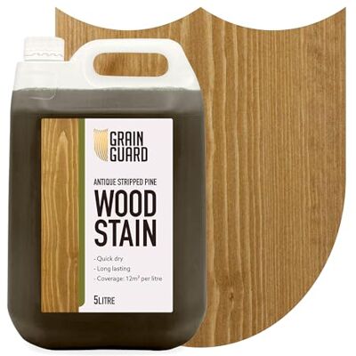 GRAIN GUARD Teinture pour bois Pin Dénudé Antique 5 litre À base d'eau et à faible odeur Écologique et non toxique Teinture pour bois d'intérieur Application facile Séchage rapide - Publicité GRAIN GUARD Teinture pour bois Pin Dénudé Antique 5 litre À base d'eau et à faible odeur Écologique et non toxique Teinture pour bois d'intérieur Application facile Séchage rapide - Publicité