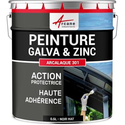 ARCANE INDUSTRIES Peinture galva et Zinc, toiture, gouttière 0.5 L Noir Mat RAL 9005 - Publicité ARCANE INDUSTRIES Peinture galva et Zinc, toiture, gouttière 0.5 L Noir Mat RAL 9005 - Publicité
