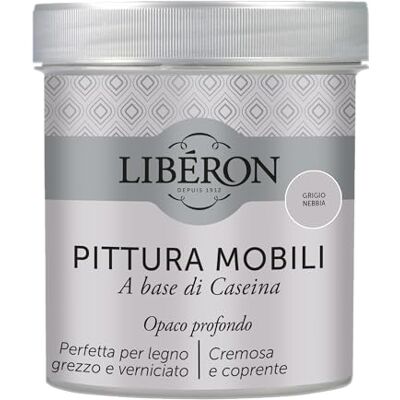 Libéron Peinture Meubles à base de Caséine Gris Brouillard 0.5 L - Publicité Libéron Peinture Meubles à base de Caséine Gris Brouillard 0.5 L - Publicité