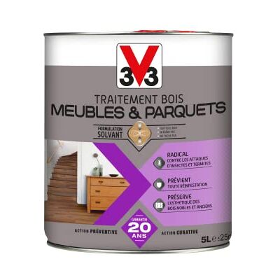 V33 Traitement bois meubles & parquets, Incolore 5L - Publicité V33 Traitement bois meubles & parquets, Incolore 5L - Publicité