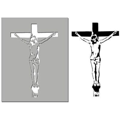 Ideal Stencils Jésus sur croix Pochoir décoratif artisanat art pochoir Outil de bricolage réutilisable semi transparent pochoir, 11x17cm - Publicité Ideal Stencils Jésus sur croix Pochoir décoratif artisanat art pochoir Outil de bricolage réutilisable semi transparent pochoir, 11x17cm - Publicité
