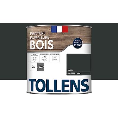 Tollens Peinture extérieure bois 2 en 1 Ultra Résistante Finition Satin Laque Riche en Résine Pour Toute Boiserie Extérieure Sans Sous-Couche Satin Noir 2L = 32m2 - Publicité Tollens Peinture extérieure bois 2 en 1 Ultra Résistante Finition Satin Laque Riche en Résine Pour Toute Boiserie Extérieure Sans Sous-Couche Satin Noir 2L = 32m2 - Publicité